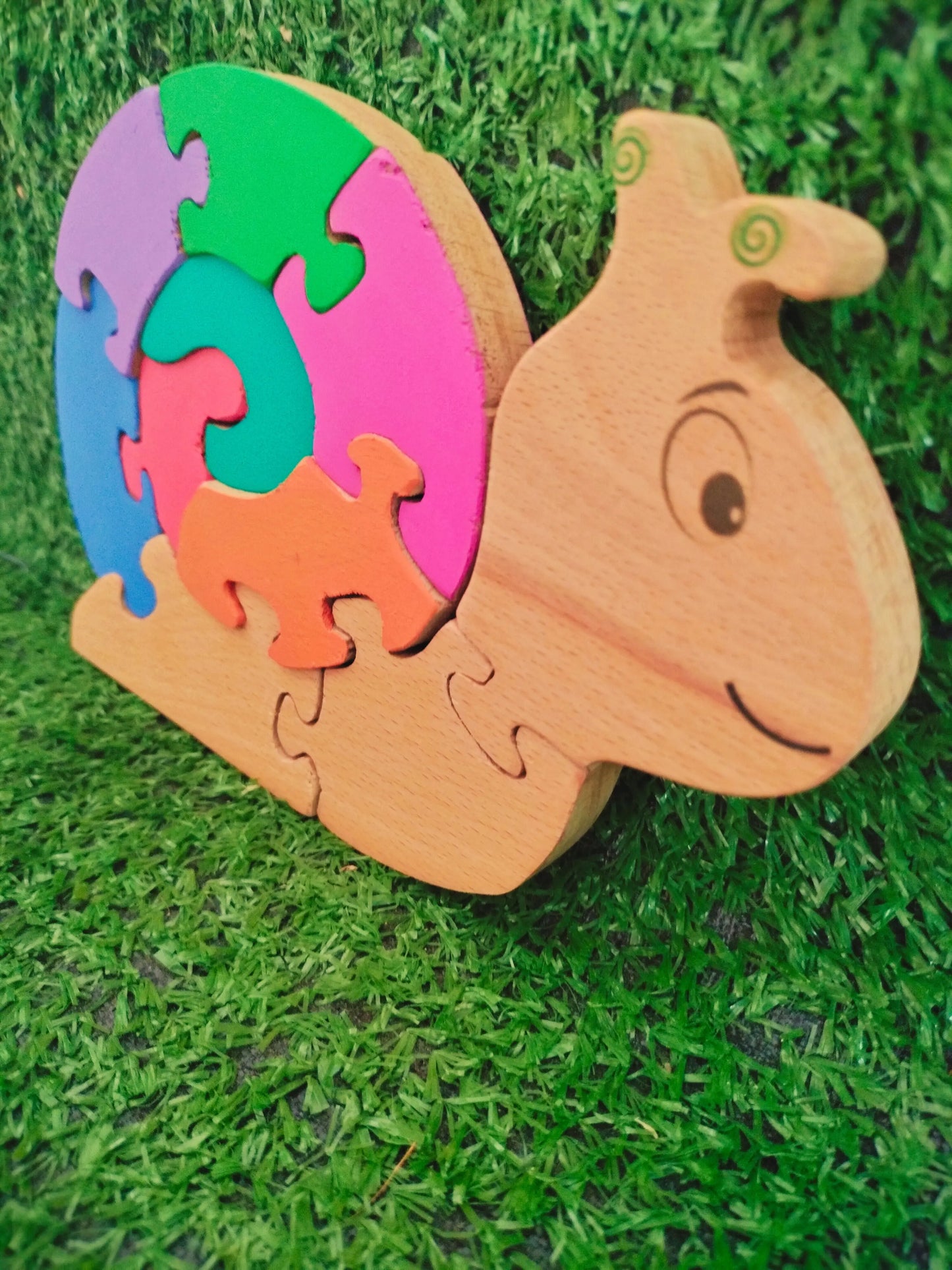 Snail01 Brain Teaser Jigsaw Number Puzzle Set (10 pieces)| Number puzzle | Interlocking Blocks Puzzle| Lock in Blocks Puzzle| Animals Puzzle| Wooden Puzzle Organic Toys