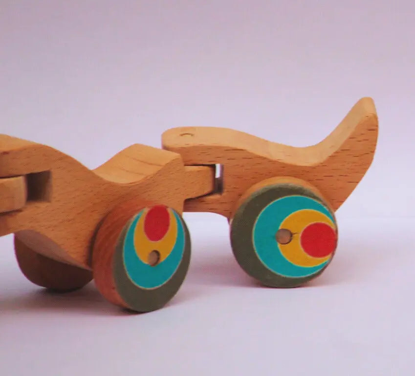 Wriggle Caterpiller Pull Along Toy (Flexible body for 360 degree Rotation, pull cord, holding piece) | Wooden Push/Pull Toy | Wooden Flexible Toy Organic Toys