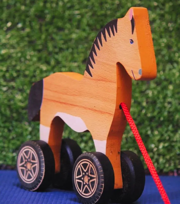 Push/Pull Horse (Age 1 to 4 years)| Wooden Walkalong Horse| Ecofriendly Horse Toy Organic Toys