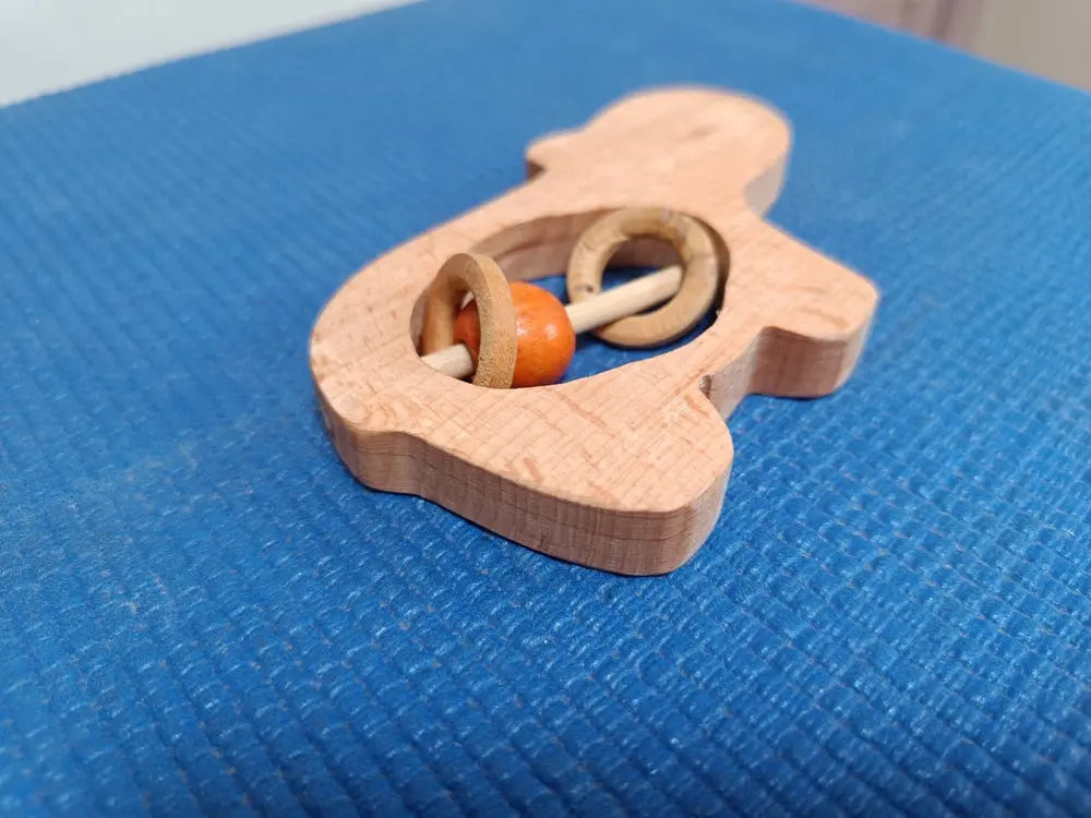 Hippo Rattle/Teether |Wooden Rattle/teether| Organic Rattle/Teether | Natural Rattle/teether Organic Toys
