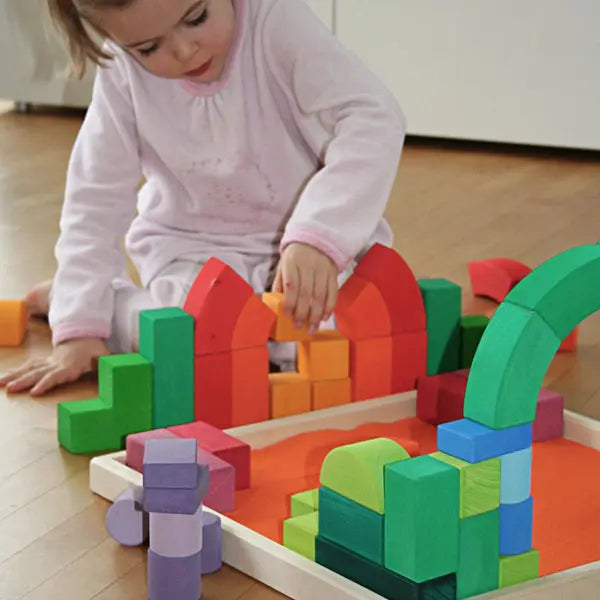 Grimms Romanesque Large (62 pieces in a tray of 44X44cm)| Wooden Building Block Set Organic Toys
