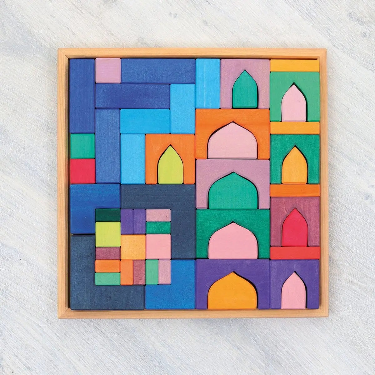 Knight Grimms Large (54 Pieces)| Wooden Building Blocks | Free Play Blocks | Open ended play set Organic Toys