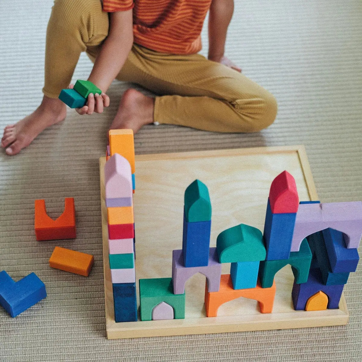 Knight Grimms Large (54 Pieces)| Wooden Building Blocks | Free Play Blocks | Open ended play set Organic Toys