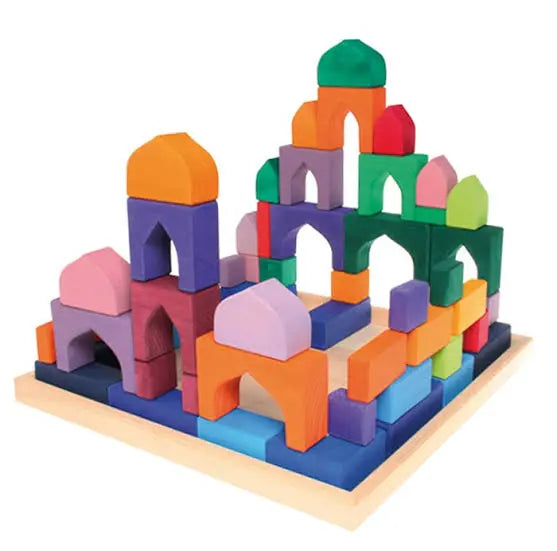 Knight Grimms Large (54 Pieces)| Wooden Building Blocks | Free Play Blocks | Open ended play set Organic Toys