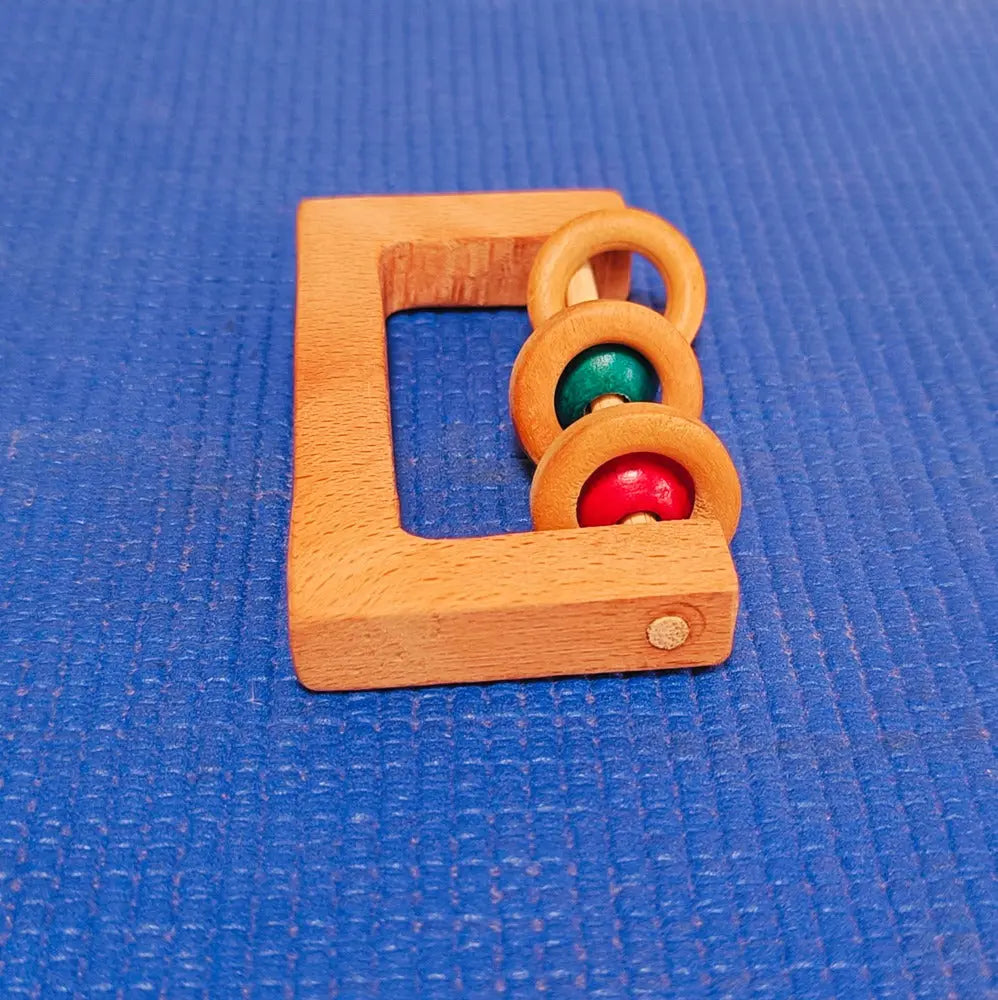 Beech Wood Rectangle Rattle | Organic Wooden Rattle/Teether | Montessori Toy| Natural Rattle/Teether Organic Toys