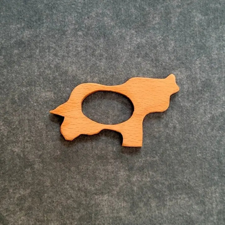 Cow Teether (Set of 2 pieces) | Organic Teether | Wooden Teether | Beech wood Teether | Natural Teething Toy Organic Toys