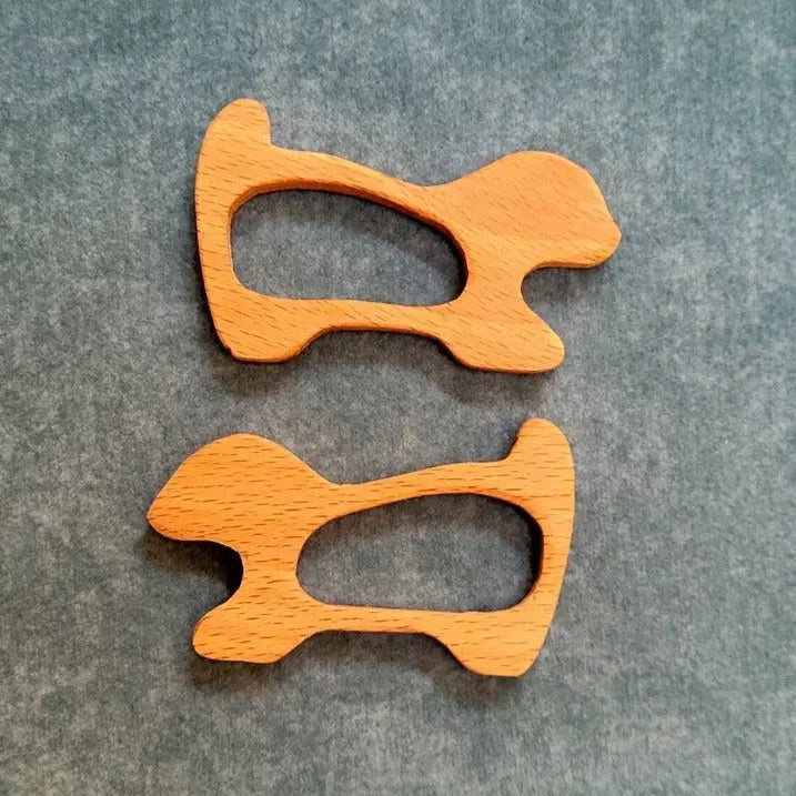 Dog Teether (Set of 2) | Organic Teether | Wooden Teether | Beech wood Teether | Natural Teething Toy Organic Toys