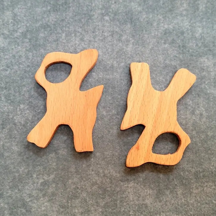 Deer Teether (Set of 2 Pieces) | Organic Teether | Wooden Teether | Beech Wood Teether | Natural Teething Toy Organic Toys