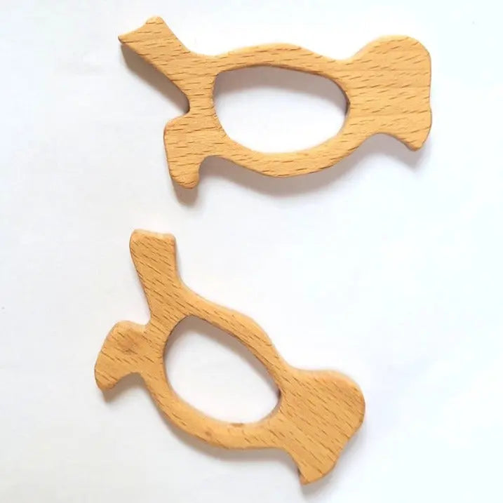 Parrot Teether (Set of 2 pieces) | Organic Teether | Wooden Teether | Beech wood Teether | Natural Teether Toy Organic Toys
