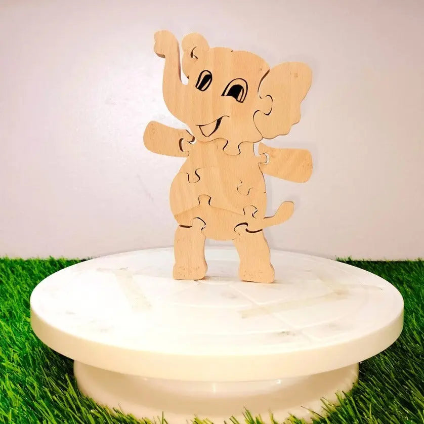 Baby Elephant Brain Teaser Jigsaw Puzzle set (10 pieces)| Interlocking Wooden Bloc puzzle | Lock in blocks puzzle set| Animals Puzzle| Wooden Puzzle Organic Toys