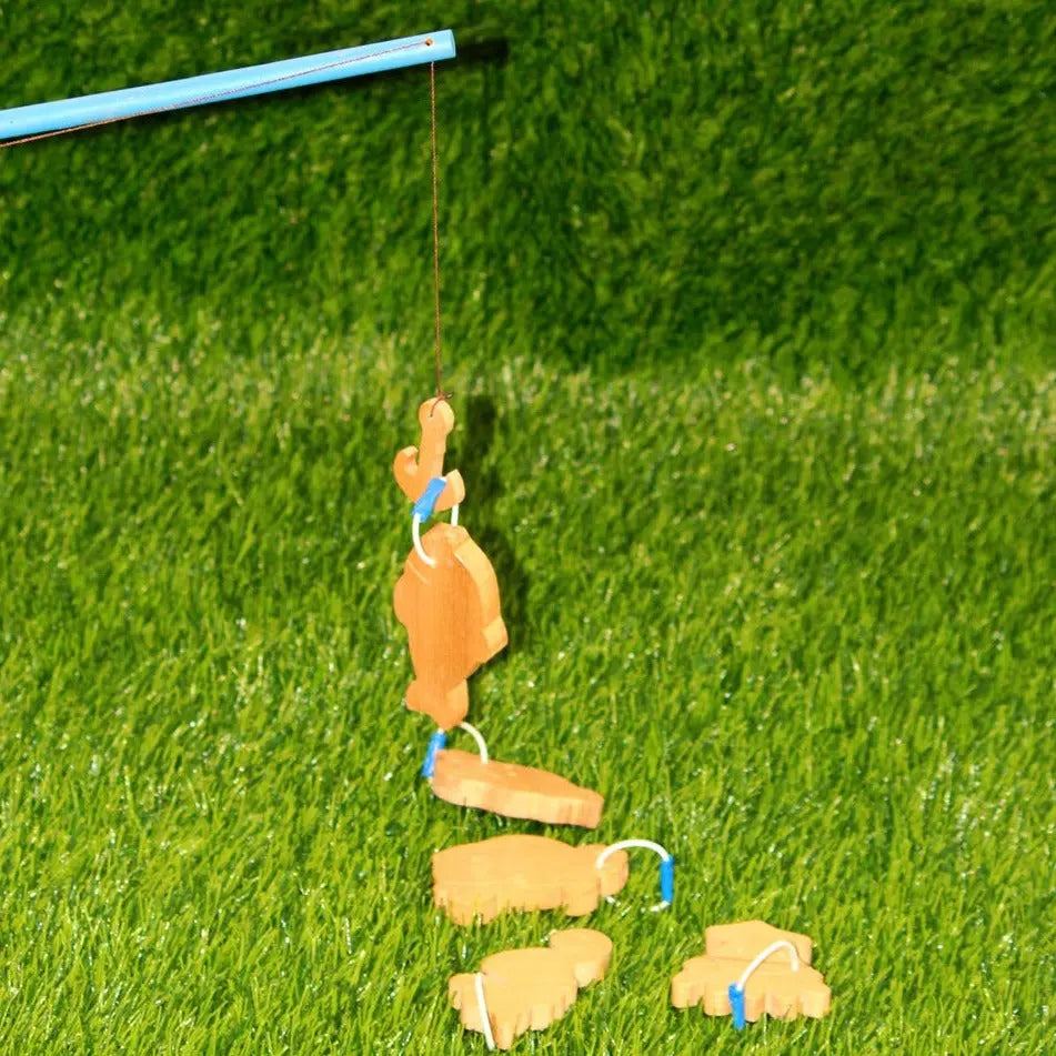 Kids Fishing Game Toy (1 X Fishing Rod, 7 X Fishes) | Toy Fishing Rod | Wooden Kids Fishing Montessori Game | Educational Fishing Game Organic Toys
