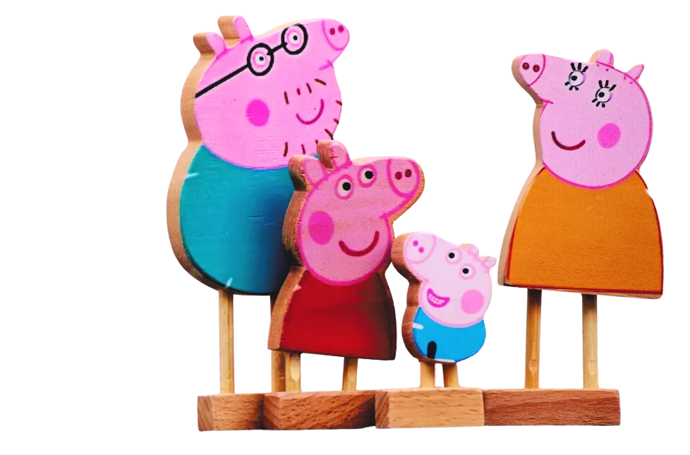 Wooden Peppa Pigs Family | Daddy Pig, Mummy Pig, Peppa Pig, Jeorge | Pretend Play | Story Telling Organic Toys