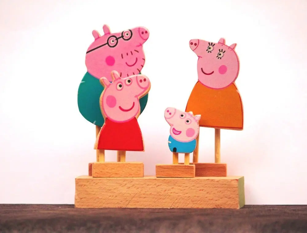 Wooden Peppa Pigs Family | Daddy Pig, Mummy Pig, Peppa Pig, Jeorge | Pretend Play | Story Telling Organic Toys