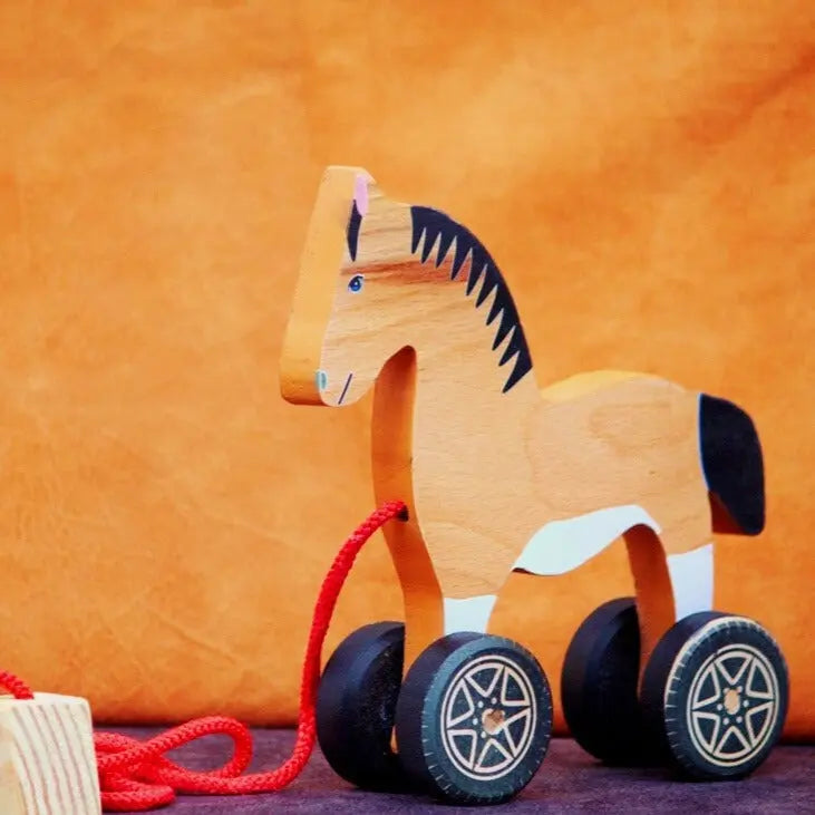 Push/Pull Horse (Age 1 to 4 years)| Wooden Walkalong Horse| Ecofriendly Horse Toy Organic Toys