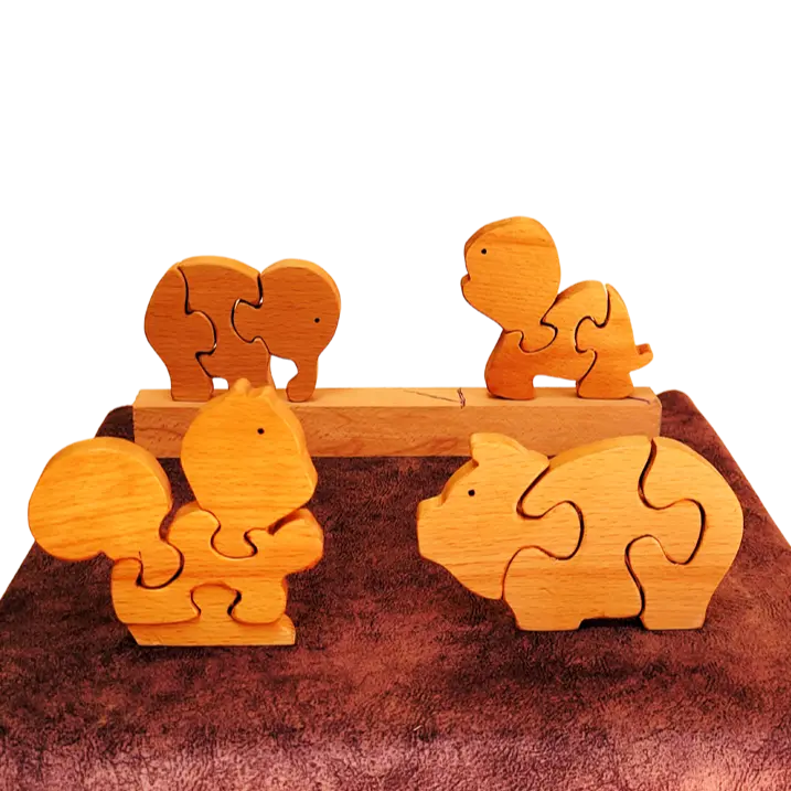 Educational Pre-school Animal Mini Puzzle | Jigsaw Puzzle | Brain Booster Puzzle | Beach Wood Puzzles Organic Toys