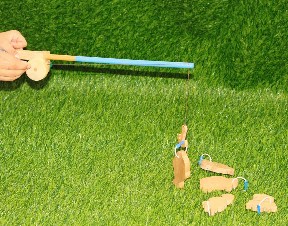 Kids Fishing Game Toy (1 X Fishing Rod, 7 X Fishes) | Toy Fishing Rod | Wooden Kids Fishing Montessori Game | Educational Fishing Game Organic Toys