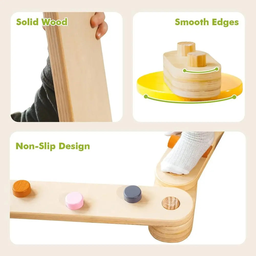 Montessori Wooden Balance Beam | Stepping Stones for Kids | Toddlers Gymnastics Beam | Montessori Toddler Toys | Gymnastics Obstacle Course | Montessori Furniture Toddler Gift Organic Toys