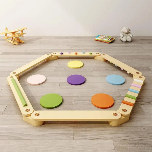 Montessori Wooden Balance Beam | Stepping Stones for Kids | Toddlers Gymnastics Beam | Montessori Toddler Toys | Gymnastics Obstacle Course | Montessori Furniture Toddler Gift Organic Toys