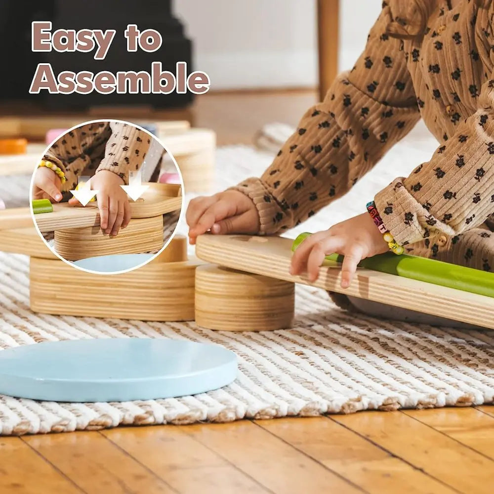 Montessori Wooden Balance Beam | Stepping Stones for Kids | Toddlers Gymnastics Beam | Montessori Toddler Toys | Gymnastics Obstacle Course | Montessori Furniture Toddler Gift Organic Toys