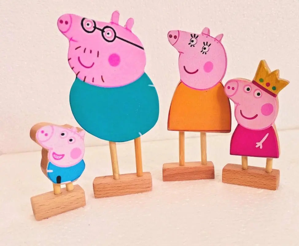 Wooden Peppa Pigs Family | Daddy Pig, Mummy Pig, Peppa Pig, Jeorge | Pretend Play | Story Telling Organic Toys
