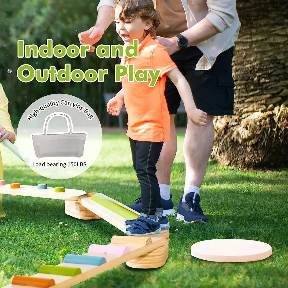 Montessori Wooden Balance Beam | Stepping Stones for Kids | Toddlers Gymnastics Beam | Montessori Toddler Toys | Gymnastics Obstacle Course | Montessori Furniture Toddler Gift Organic Toys