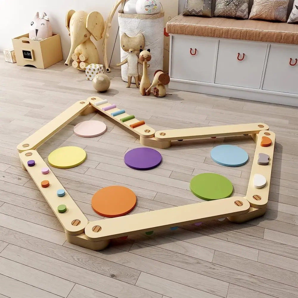 Montessori Wooden Balance Beam | Stepping Stones for Kids | Toddlers Gymnastics Beam | Montessori Toddler Toys | Gymnastics Obstacle Course | Montessori Furniture Toddler Gift Organic Toys