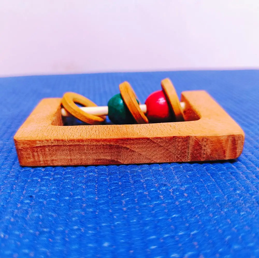 Beech Wood Rectangle Rattle | Organic Wooden Rattle/Teether | Montessori Toy| Natural Rattle/Teether Organic Toys