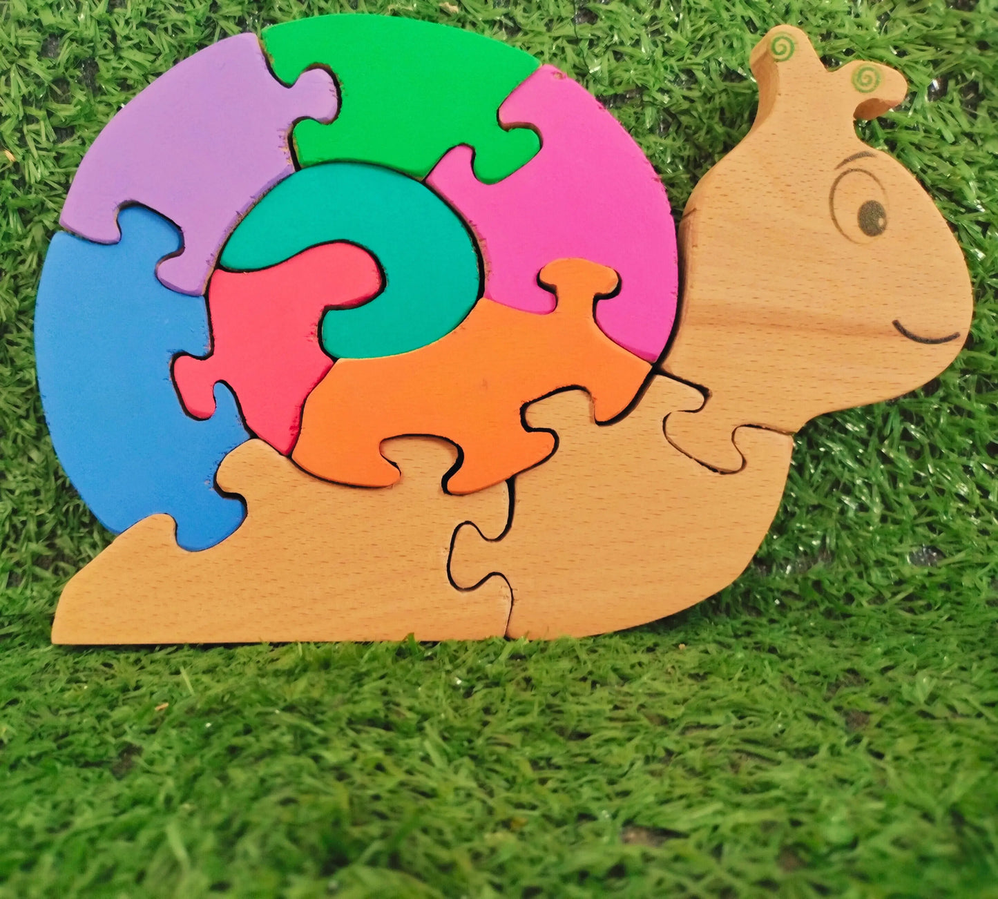 Snail01 Brain Teaser Jigsaw Number Puzzle Set (10 pieces)| Number puzzle | Interlocking Blocks Puzzle| Lock in Blocks Puzzle| Animals Puzzle| Wooden Puzzle Organic Toys