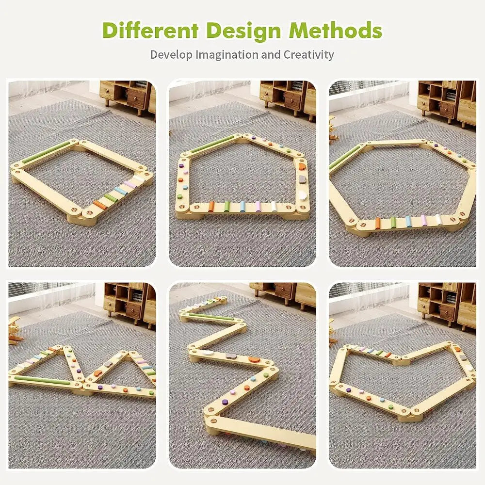 Montessori Wooden Balance Beam | Stepping Stones for Kids | Toddlers Gymnastics Beam | Montessori Toddler Toys | Gymnastics Obstacle Course | Montessori Furniture Toddler Gift Organic Toys