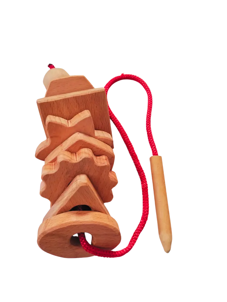 Montessori Wooden Lacing Shapes Toy (1X lacing needle, 7x shapes)| Wooden Lacing Shapes for Babies 1-2 Years for Brain Development Designed by Exp | Learning Toys for Montessori toys Organic Toys
