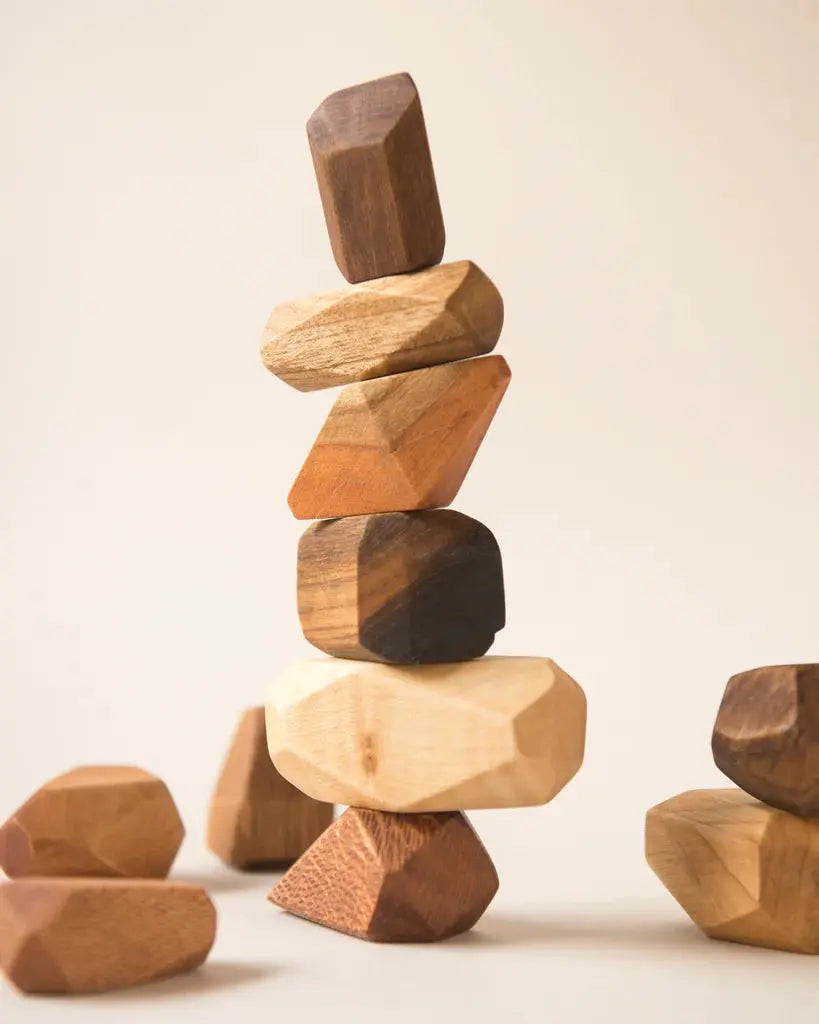 Zen Balancing Blocks set of 10 unique piece (1 large, 7 medium, 2 small) | Wooden Balancing Blocks | Wooden Zen Blocks Organic Toys