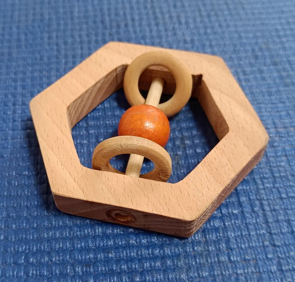 Hexagonal Rattle/Teethes| BPA Free Wooden Rattle| Ecofriendly Toy | Natural Rattle Organic Toys