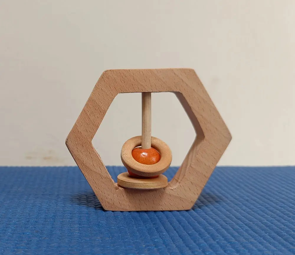 Hexagonal Rattle/Teethes| BPA Free Wooden Rattle| Ecofriendly Toy | Natural Rattle Organic Toys