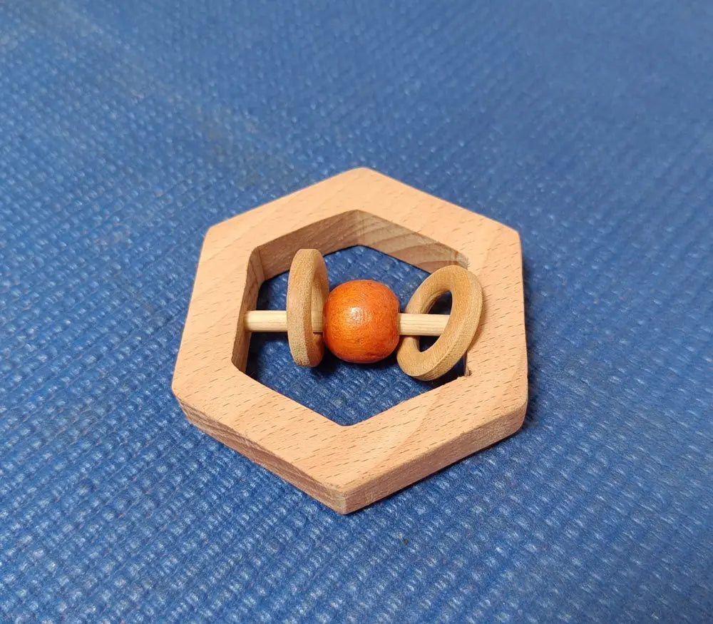Hexagonal Rattle/Teethes| BPA Free Wooden Rattle| Ecofriendly Toy | Natural Rattle Organic Toys