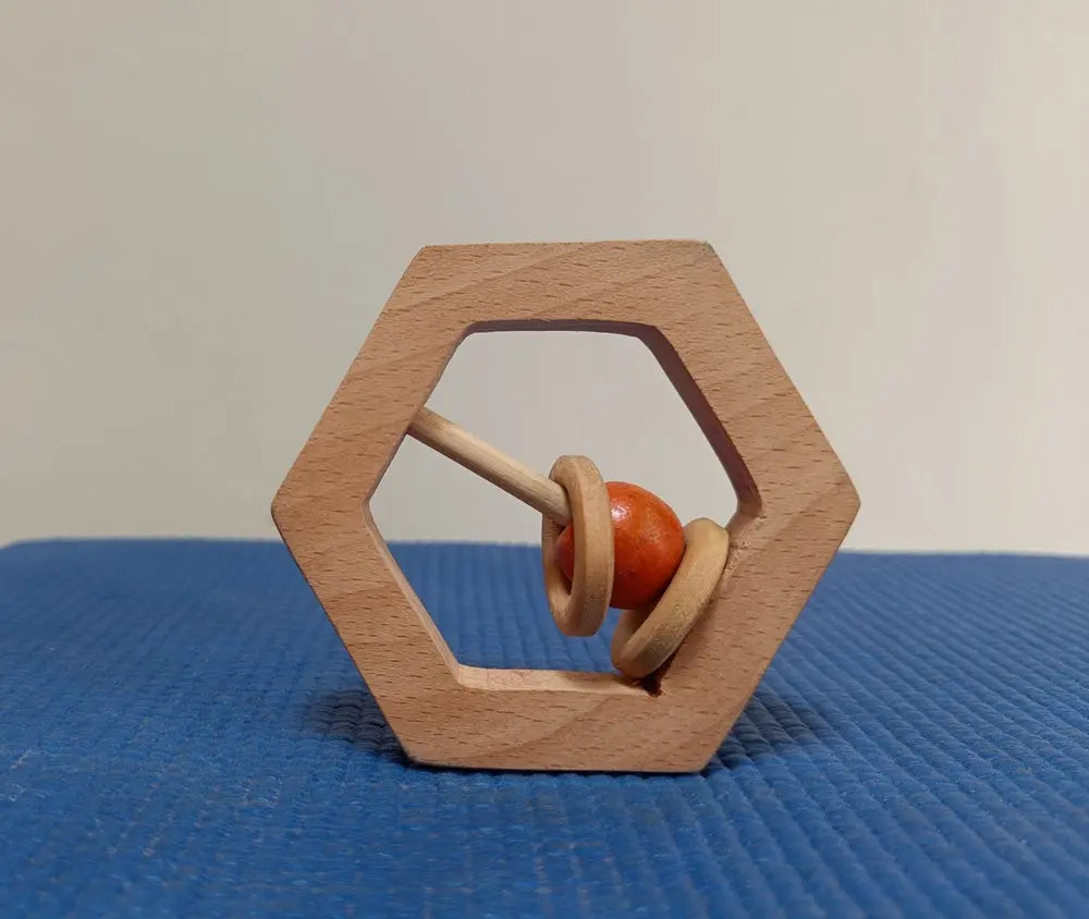 Hexagonal Rattle/Teethes| BPA Free Wooden Rattle| Ecofriendly Toy | Natural Rattle Organic Toys