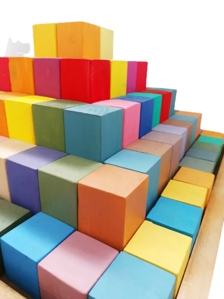Grimm's Stepped Pyramid Large (100 Piece set with Tray) Large building blocks| Wooden blocks Organic Toys