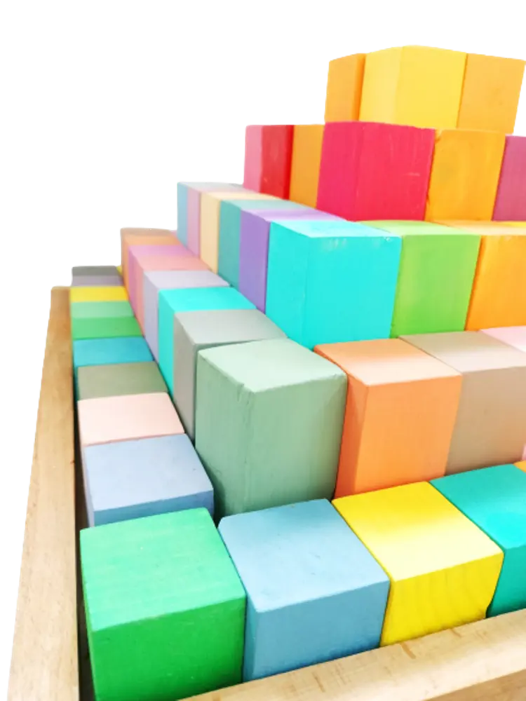 Grimm's Stepped Pyramid Large (100 Piece set with Tray) Large building blocks| Wooden blocks Organic Toys