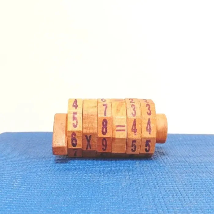 Wooden Math Wheel Toy | Match Number and Calculations Wheel | Wooden Calculator | Wooden Calculation Toy | Wooden Number Toy Organic Toys