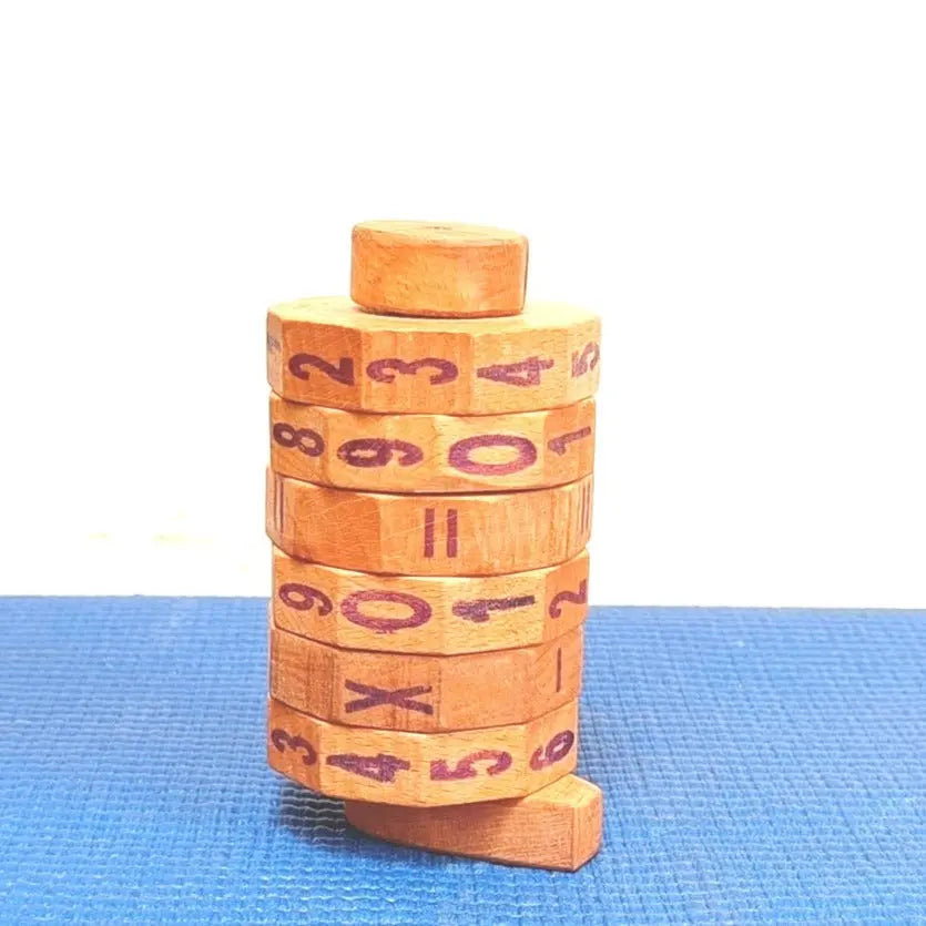 Wooden Math Wheel Toy | Match Number and Calculations Wheel | Wooden Calculator | Wooden Calculation Toy | Wooden Number Toy Organic Toys