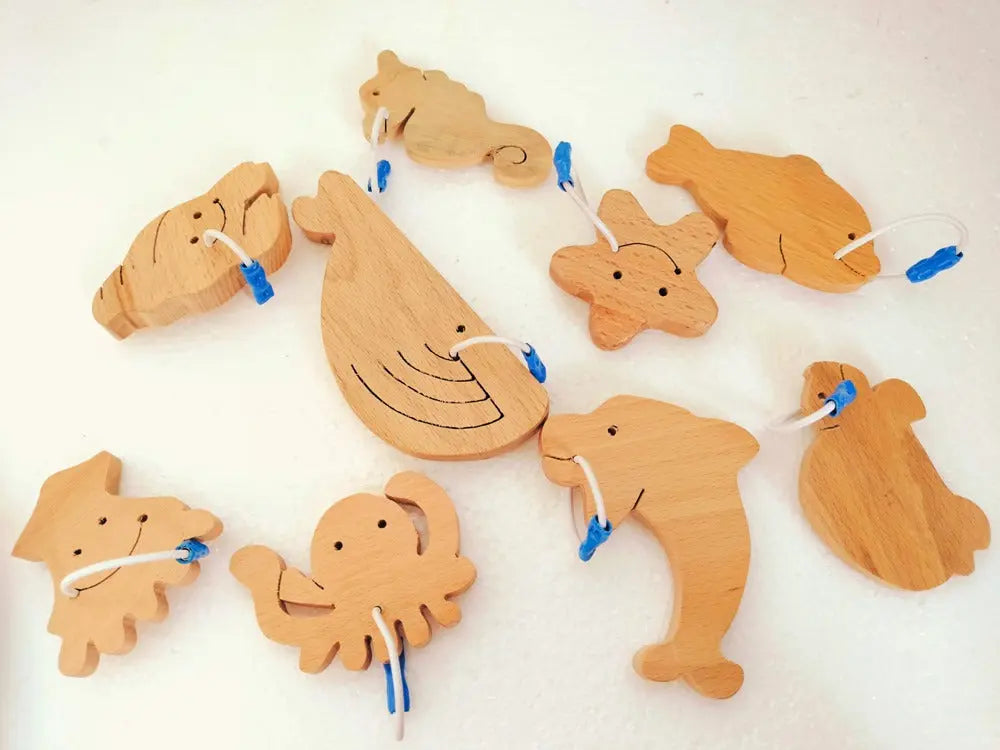 Kids Fishing Game Toy (1 X Fishing Rod, 7 X Fishes) | Toy Fishing Rod | Wooden Kids Fishing Montessori Game | Educational Fishing Game Organic Toys