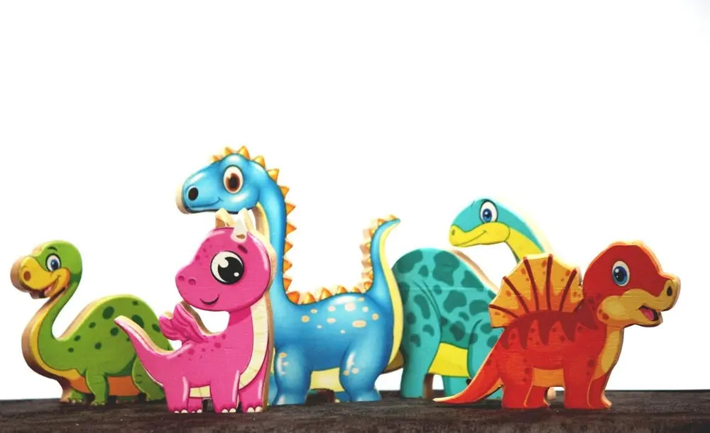 Pretend Play Dinosaur Set | Wooden Dinosaur Set | Handmade Prehistoric Toy Set Organic Toys