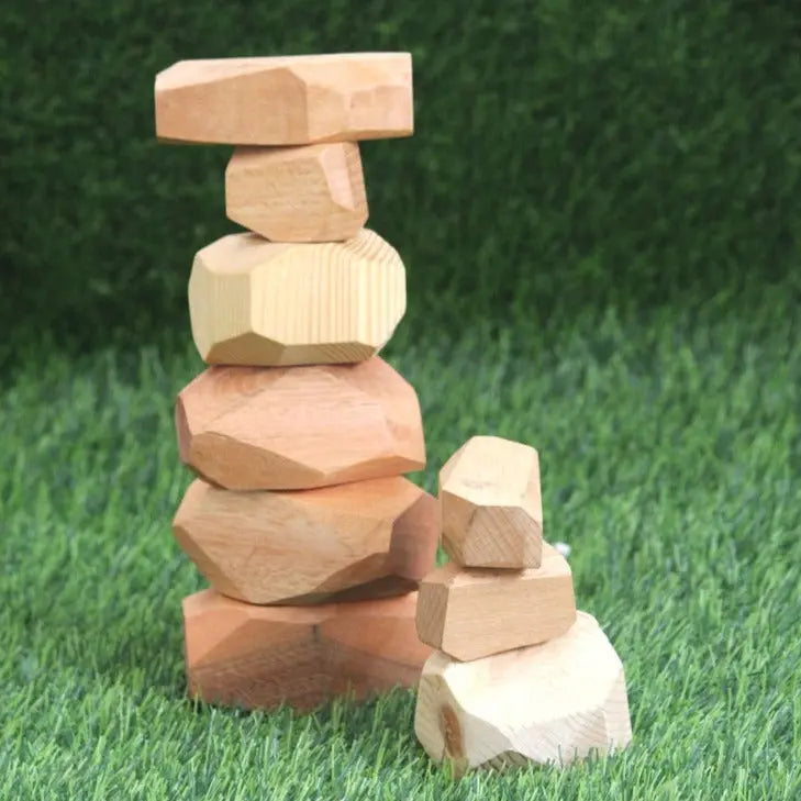 Zen Balancing Blocks set of 10 unique piece (1 large, 7 medium, 2 small) | Wooden Balancing Blocks | Wooden Zen Blocks Organic Toys