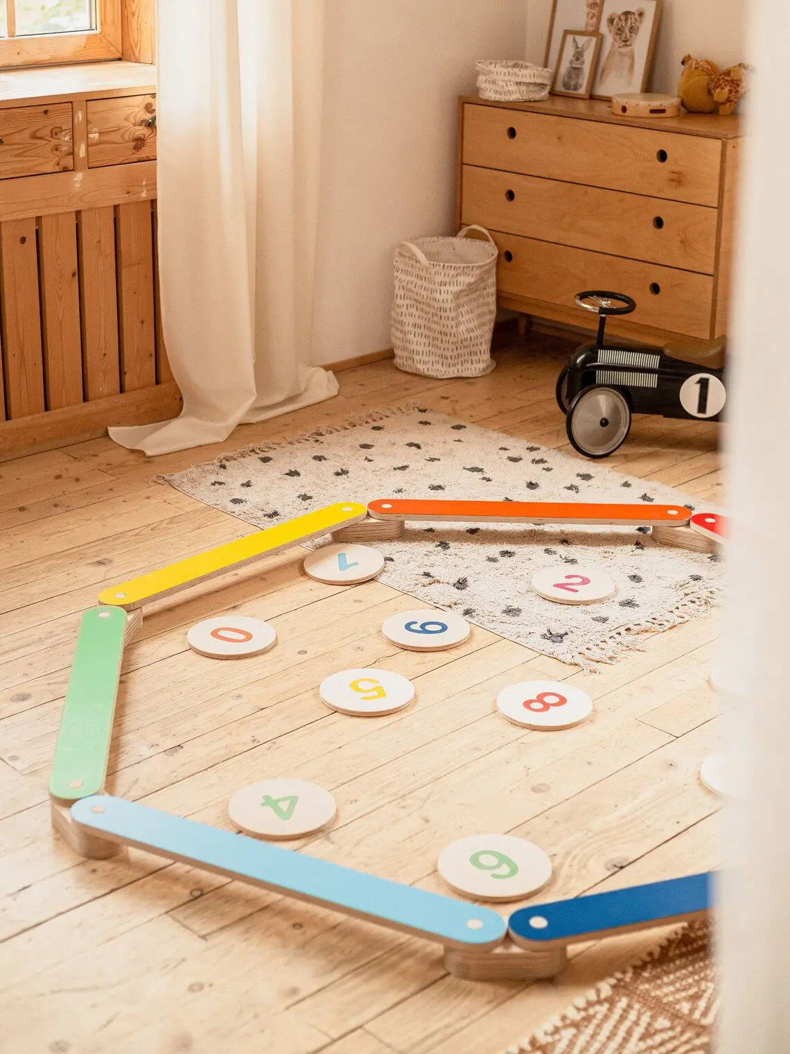 Montessori Wooden Balance Beam | Stepping Stones for Kids | Toddlers Gymnastics Beam | Montessori Toddler Toys | Gymnastics Obstacle Course | Montessori Furniture Toddler Gift Organic Toys