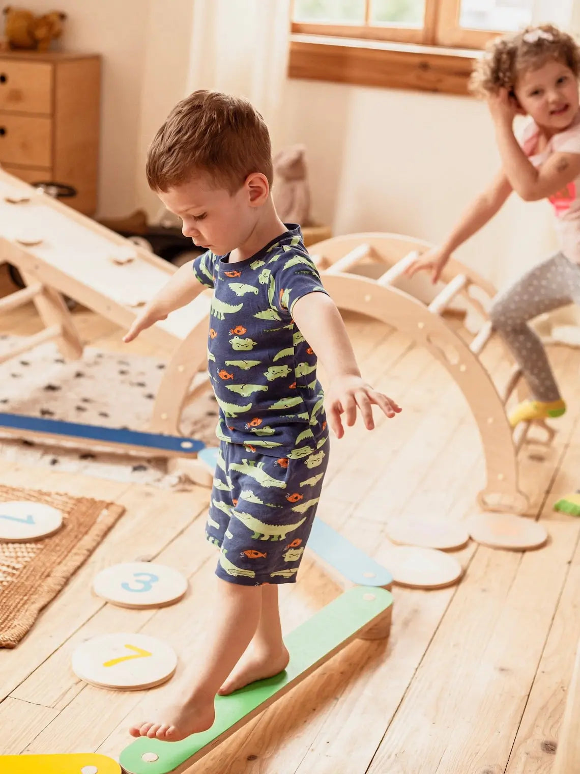 Montessori Wooden Balance Beam | Stepping Stones for Kids | Toddlers Gymnastics Beam | Montessori Toddler Toys | Gymnastics Obstacle Course | Montessori Furniture Toddler Gift Organic Toys