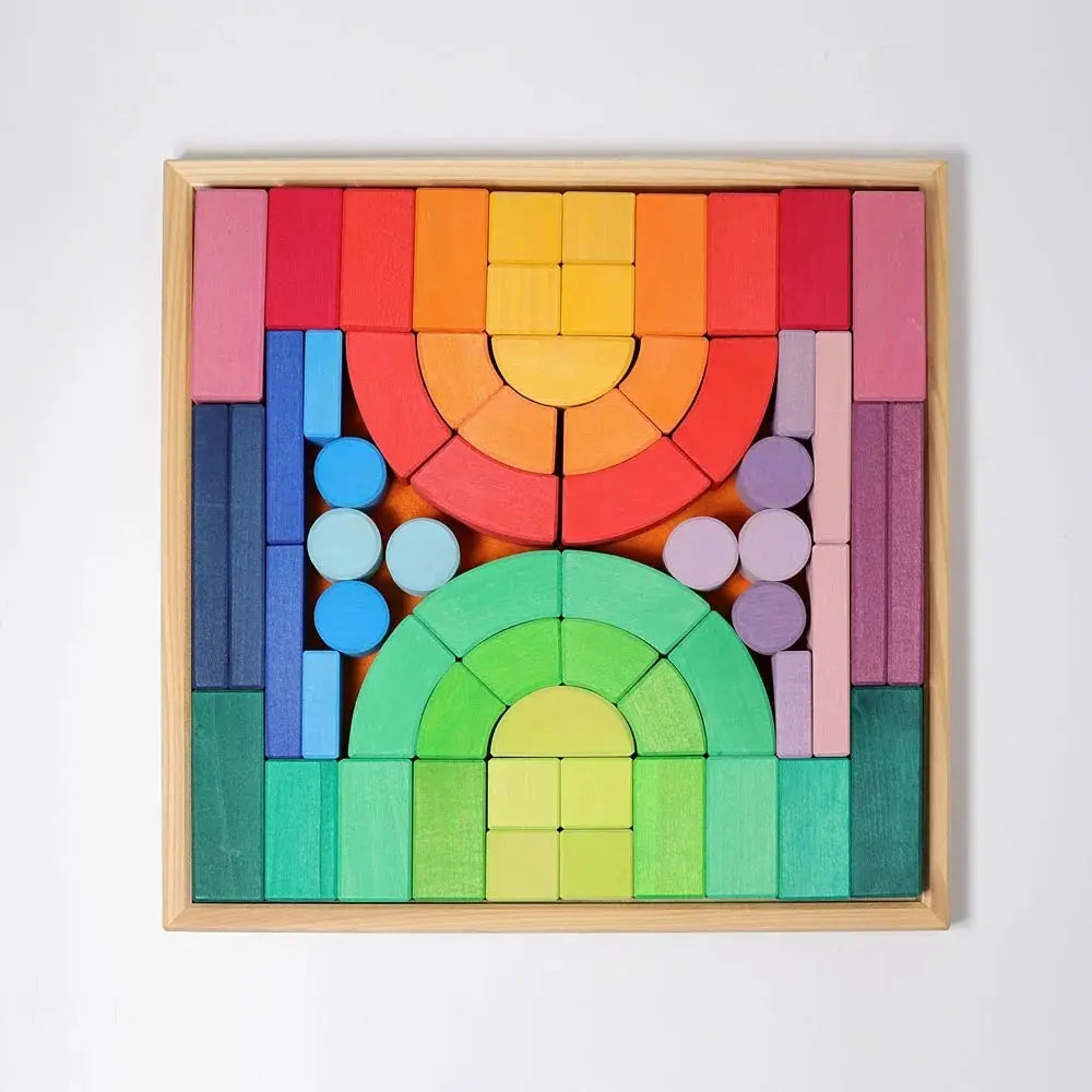 Grimms Romanesque Large (62 pieces in a tray of 44X44cm)| Wooden Building Block Set Organic Toys