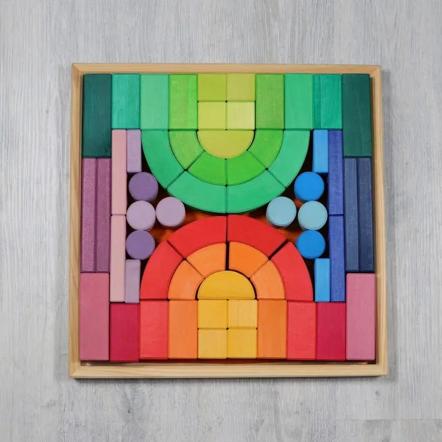 Grimms Romanesque Large (62 pieces in a tray of 44X44cm)| Wooden Building Block Set Organic Toys