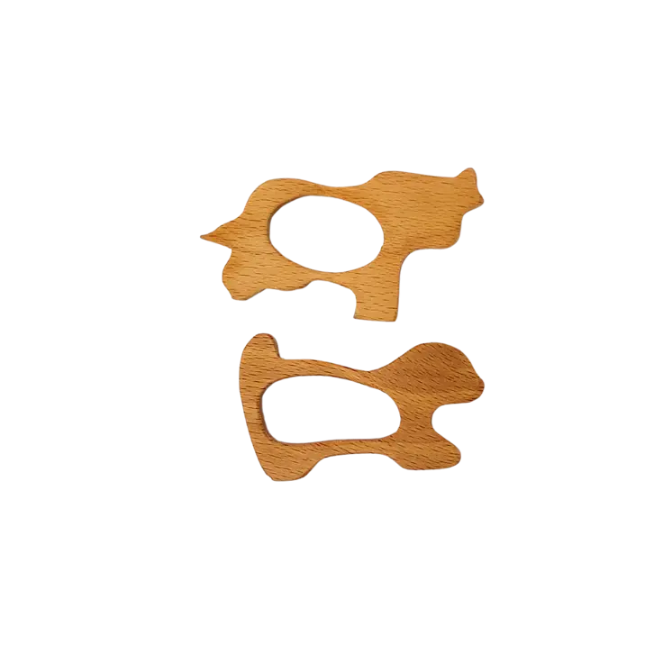 Dog & Cow teether (1X Dog, 1XCow) | Organic Teether | Wooden Teether | Beech wood Teether | Natural Teething Toy Organic Toys