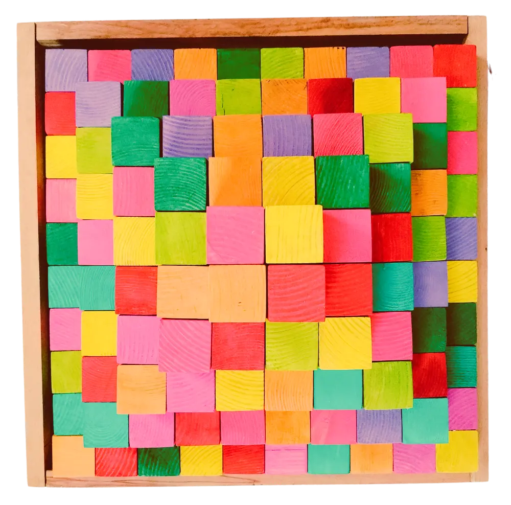 Grimm's Stepped Pyramid Large (100 Piece set with Tray) Large building blocks| Wooden blocks Organic Toys