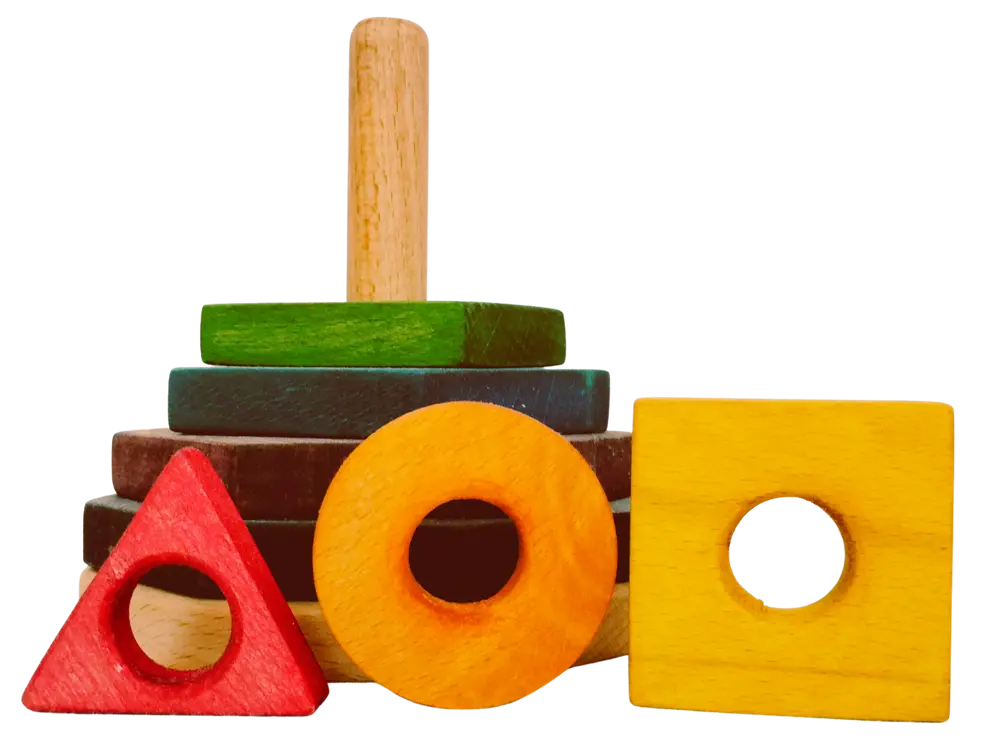 Rainbow colours and shapes stacker | Wooden Stacking Toy | Beech Wood Stacker Organic Toys