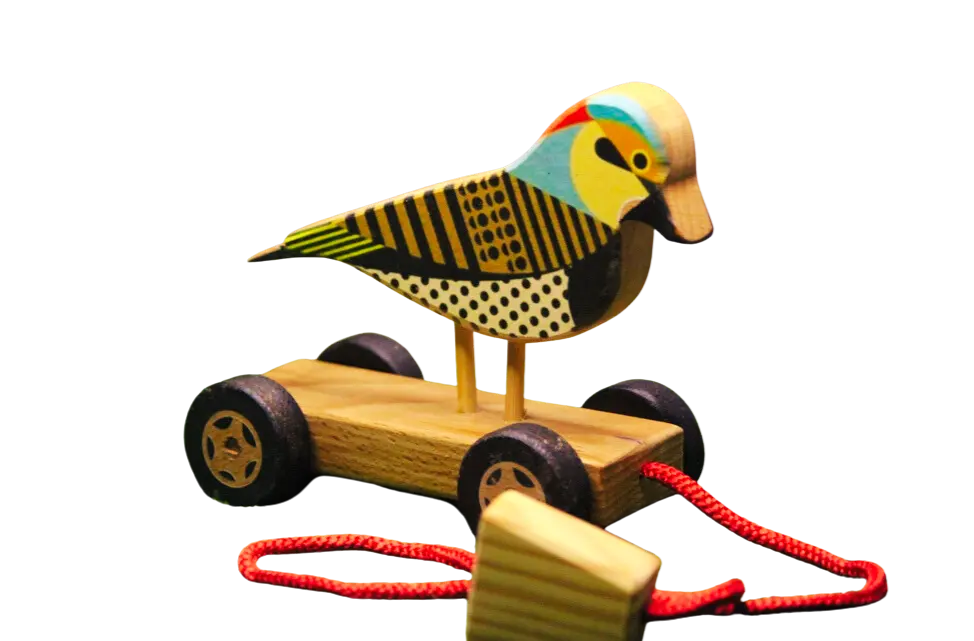 Wooden Sparrow Push/Pull Birdy | Pull Chord, Holding Piece (1-4 years) | Wooden Push/Pull Toy | Natural Toy | Organic Toy Organic Toys